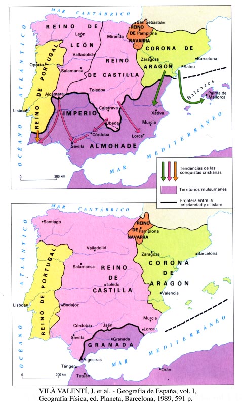 Península Ibérica. Mapa De Espanha E Vista Portugal a Partir Do